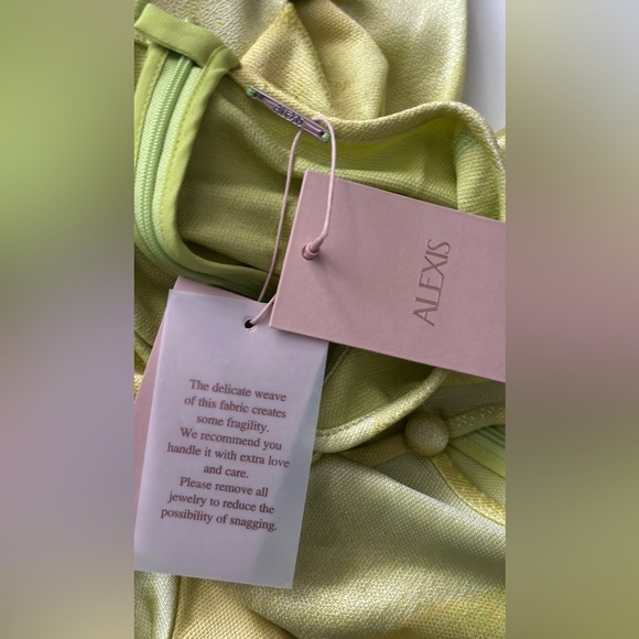 Alexis Serena Dress Lime Waves Cut out Maxi dress S XS jacquard long sleeve - Picture 3 of 14